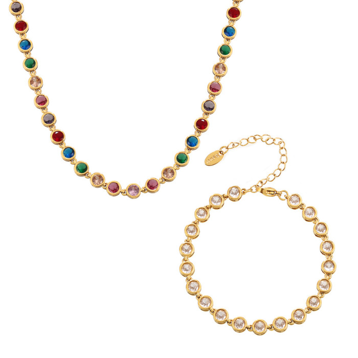 Wholesale 3A Zirconia PVD Plated Stainless Steel Jewelry Set
