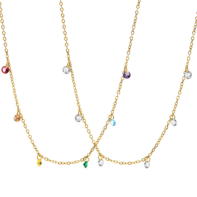 Wholesale Stainless Steel Hanging CZ Necklace