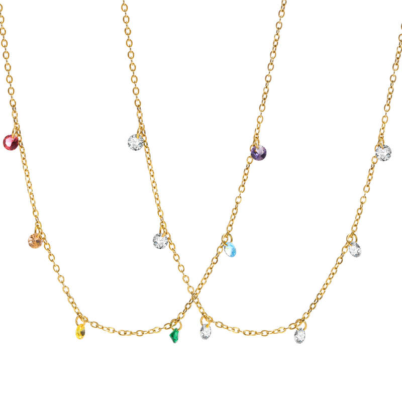 Wholesale Stainless Steel Hanging CZ Necklace