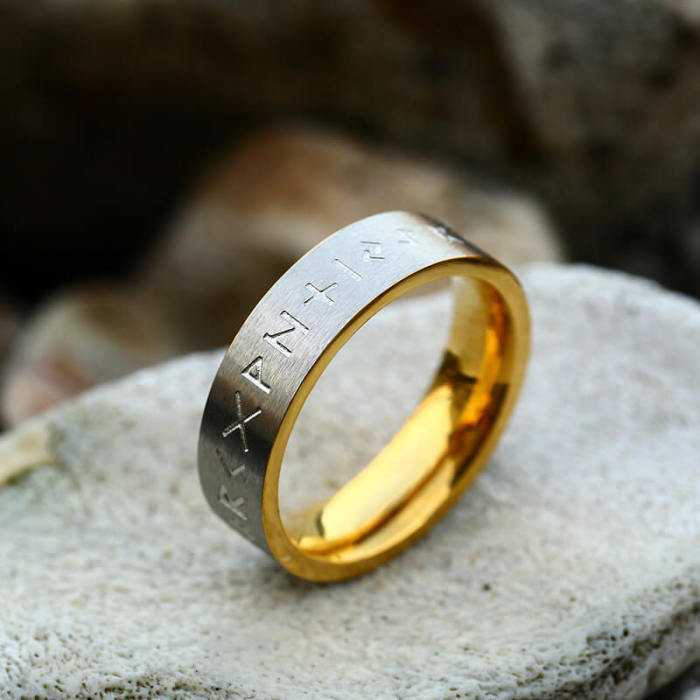 Wholesale Stainless Steel Double Viking Runes Ring