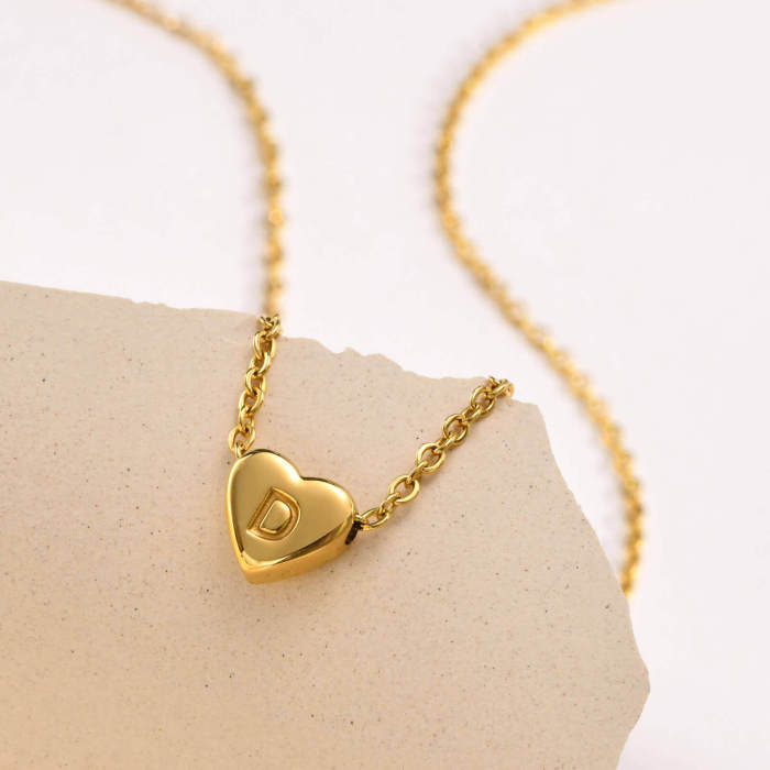 Wholesale Stainless Steel Initials Heart Necklace