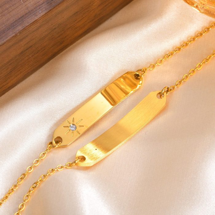 Wholesale Stainless Steel Gold Engravable Bar Bracelet