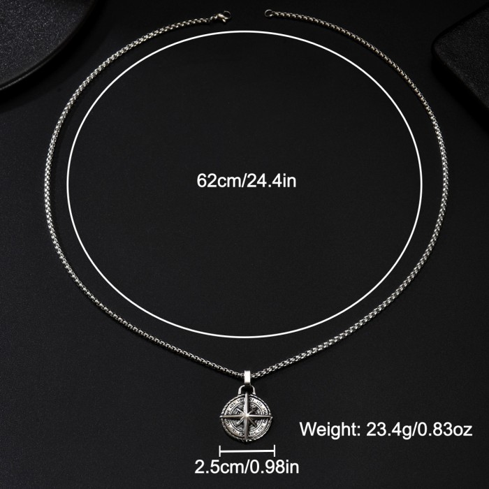 Wholesale Men's Stainless Steel Compass Pendant