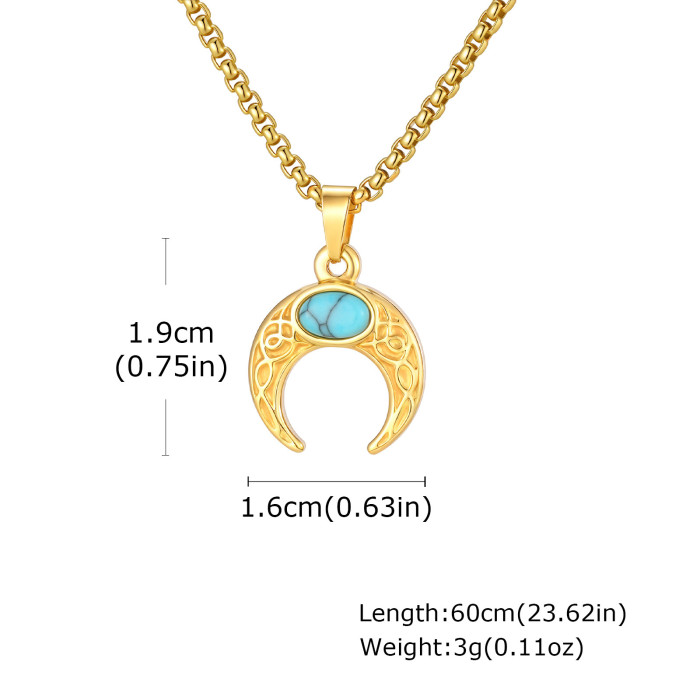Wholesale Stainless Steel Turquoise Moon Pendant