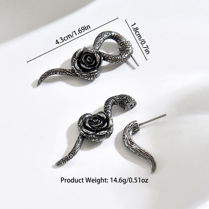 Wholesale Retro Stainless Steel Rose Earrings