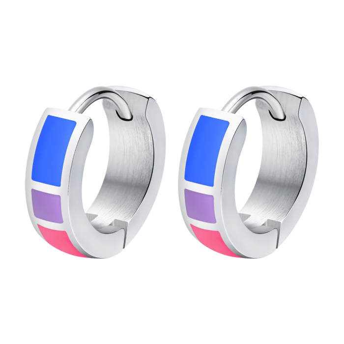 Wholesale Stainless Steel Rainbow Huggie Earrings