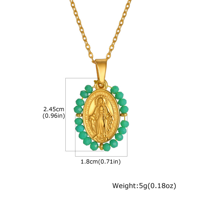 Wholesale Stainless Steel Zirconia Madonna Pendant