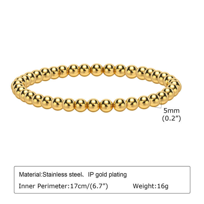 Wholesale Stainless Steel Gold Beads Bracelet