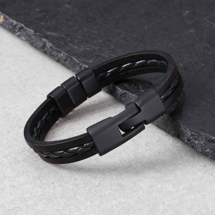 Black Leather Bracelet Wholesale