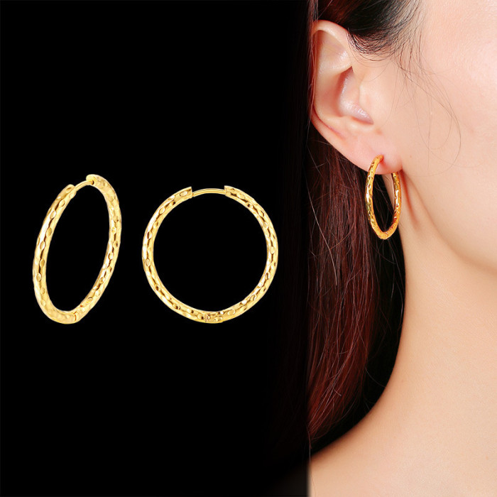 Wholesale Steel Hoop Earrings With Hammered Texture