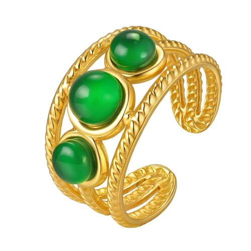 Wholesale Stainless Steel Green Stone  Ring