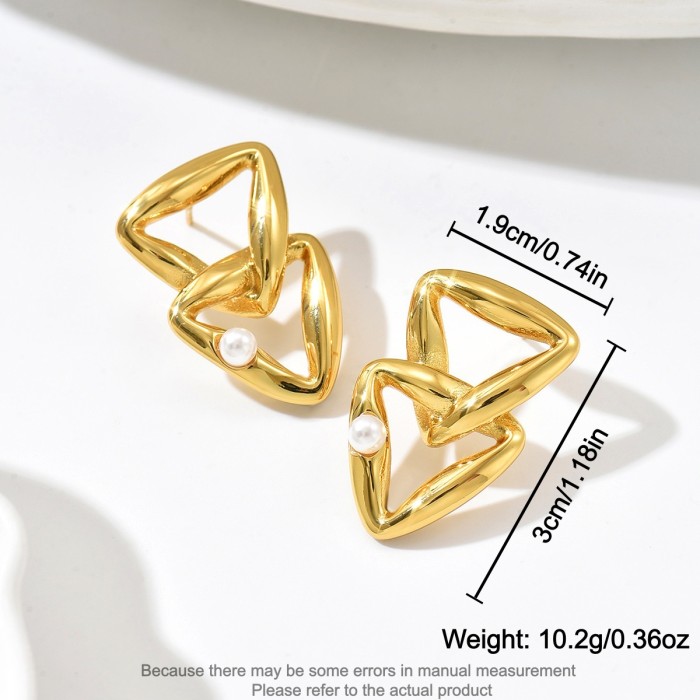 Wholesale Stainless Steel Interlocking Triangle Earrings