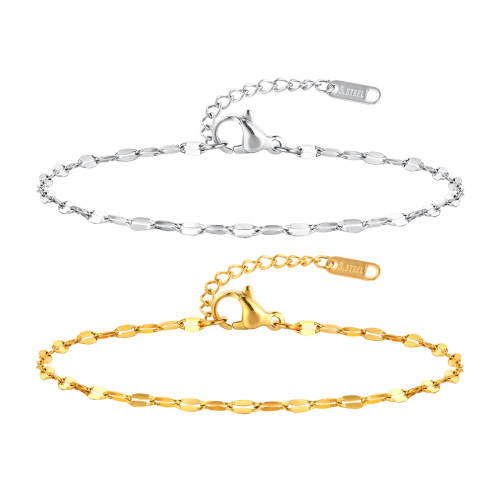 Wholesale Stainless Steel Thin Coffee Bean Link Chain Bracelet