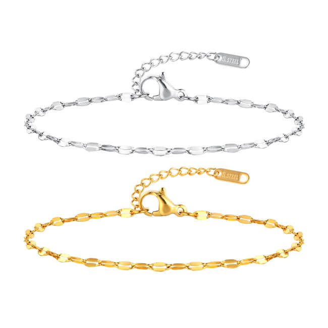 Wholesale Stainless Steel Thin Coffee Bean Link Chain Bracelet