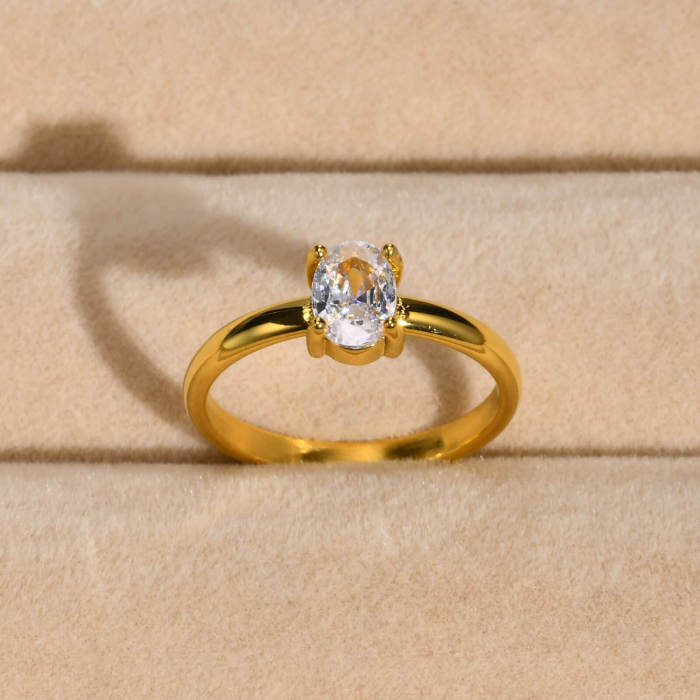 Wholesale Stainless Steel Oval CZ Wedding Rings