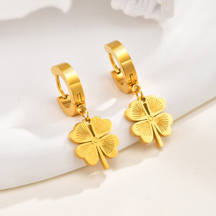 Wholesale Stainless Steel Lucky Clover Earrings