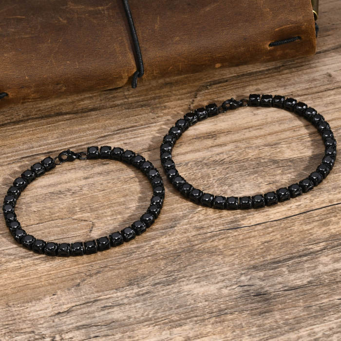 Wholesale Stainless Steel Men's Black Tennis Bracelet
