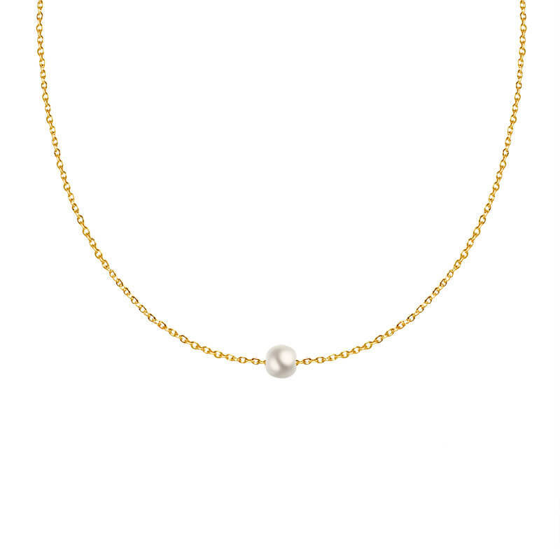Wholesale Stainless Steel Single Pearl Choker Necklace