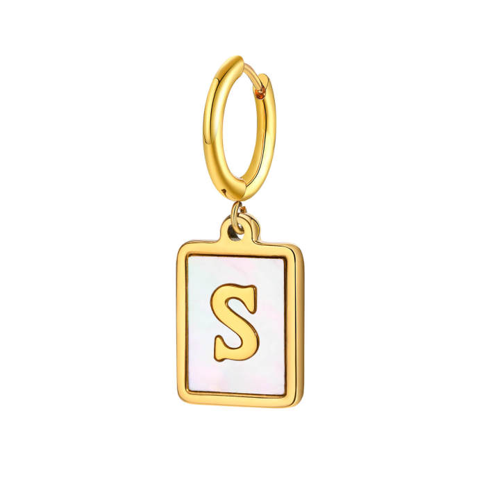 Wholesale Stainless Steel Initial Shell Huggie Hoop Earring