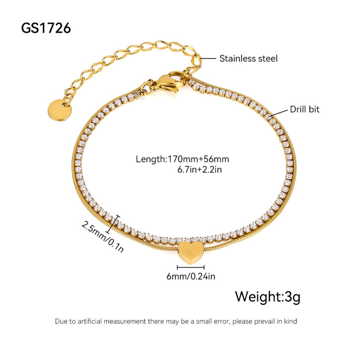 Wholesale Stainless Steel Rhinestone Stacking Bracelet