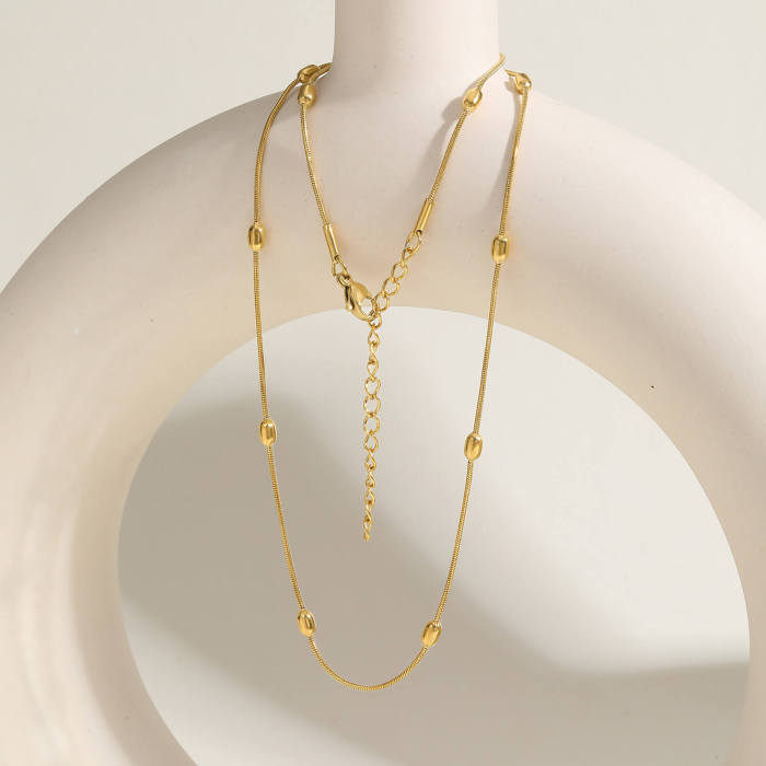 Wholesale Stainless Steel Beaded Round Snake Necklace