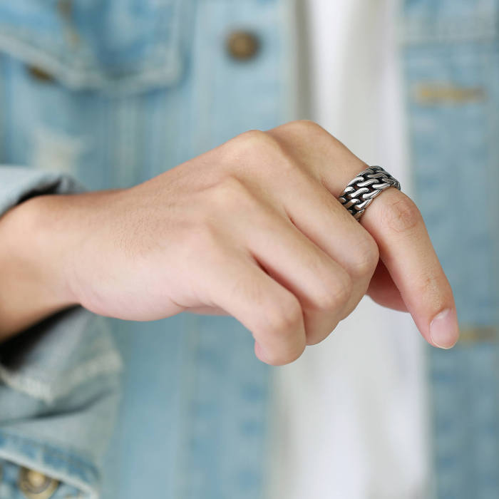 Wholesale Stainless Steel Vintage Chunky Chain Ring