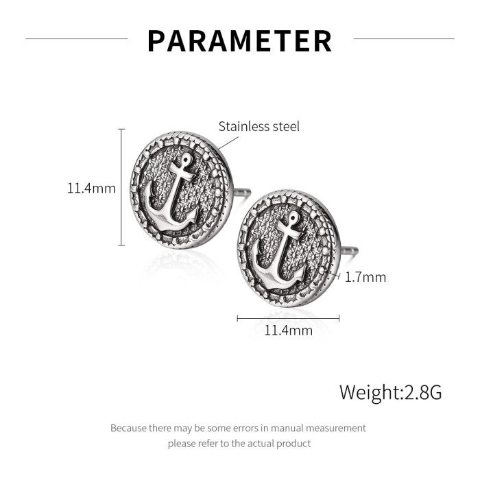 Wholesale Stainless Steel Anchor Stud Earrings