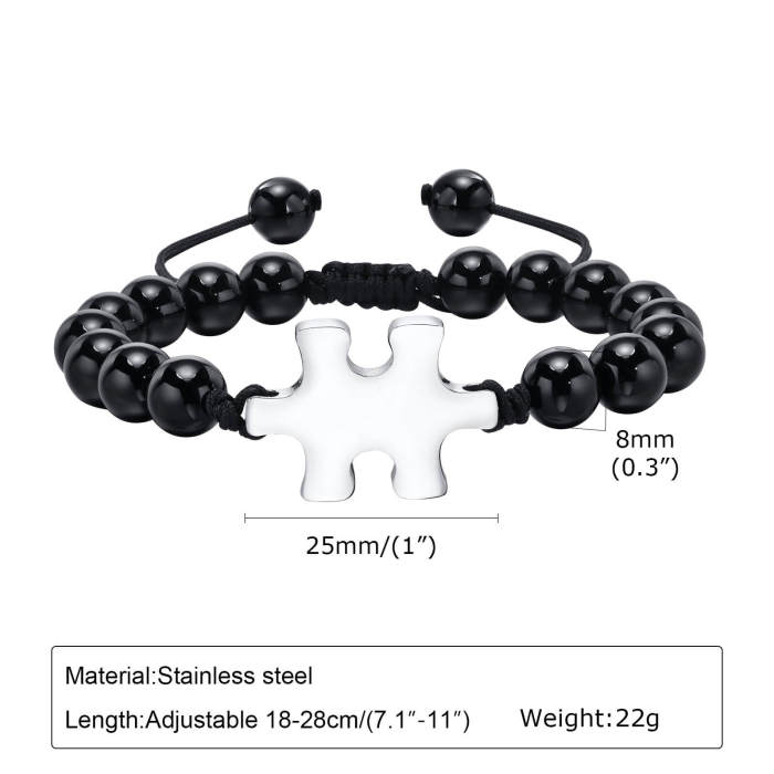 Wholesale Stainless Steel Puzzle Agate Beaded Bracelet