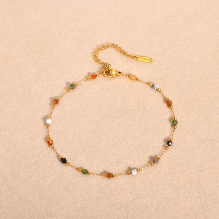 Wholesale Stainless Steel Natural Stone Anklet Necklace