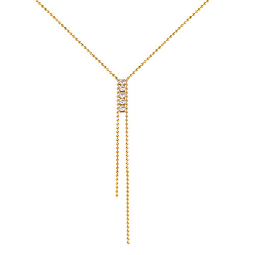 Wholesale 18K Gold Plated Ball Chain Y-Necklace with Zircon