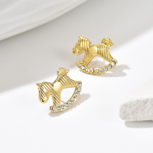 Wholesale Stainless Steel Rocking Horse Earrings