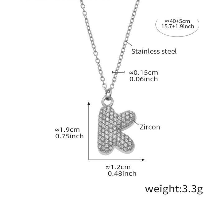 Wholesale Stainless Steel 5A CZ Initial Necklace
