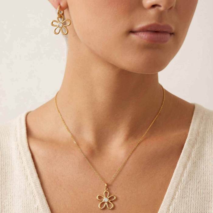 Wholesale Stainless Steel Hollowed Flower Earrings Set