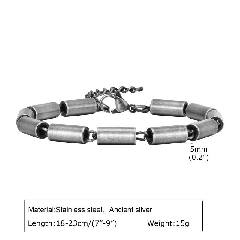 Wholesale Stainless Steel Cylinder Link Chain Bracelet