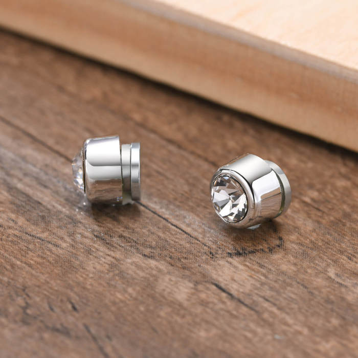 Wholseale Stainless Steel Magnetic Earring Clip With CZ