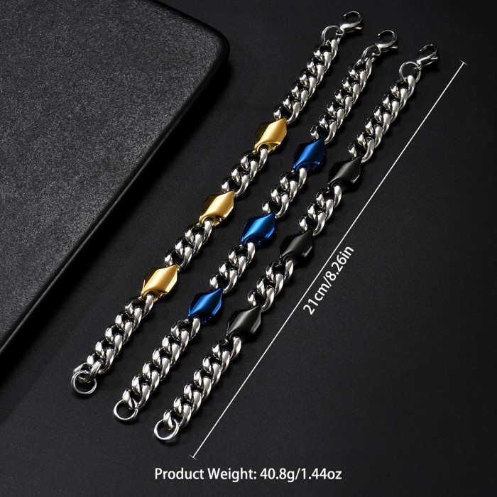 Wholesale Steel Modern Two-Tone Curb Chain Bracelet