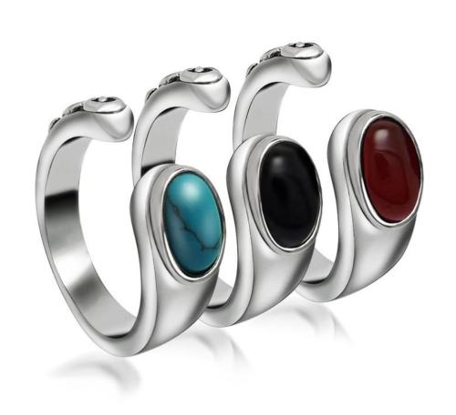 Wholesale Men's Nepal Gem Stone Open-End Stainless Steel Ring