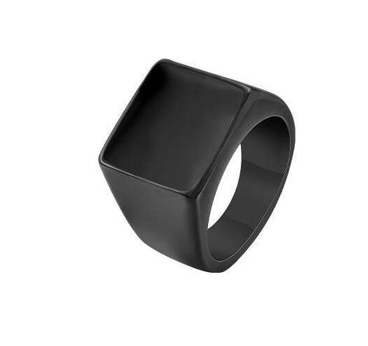 Wholesale Stainless Steel Square Black Stone Seal Ring