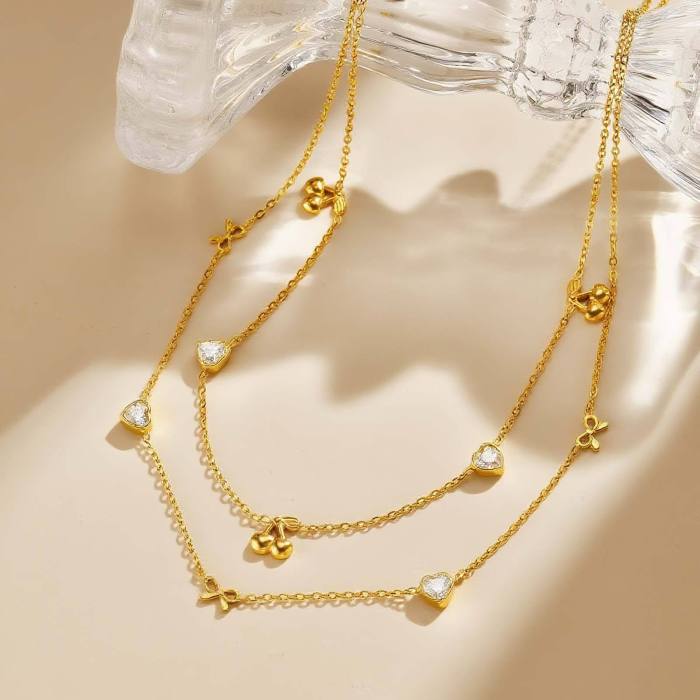 Wholesale Stainless Steel Cherry Necklace