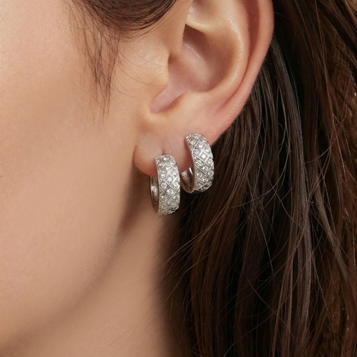 Wholesale Stainless Steel Gold Pave Hoop Earrings