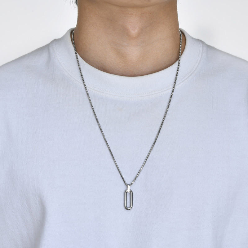 Wholesale Stainless Steel Men Paperclip Pendant Necklace