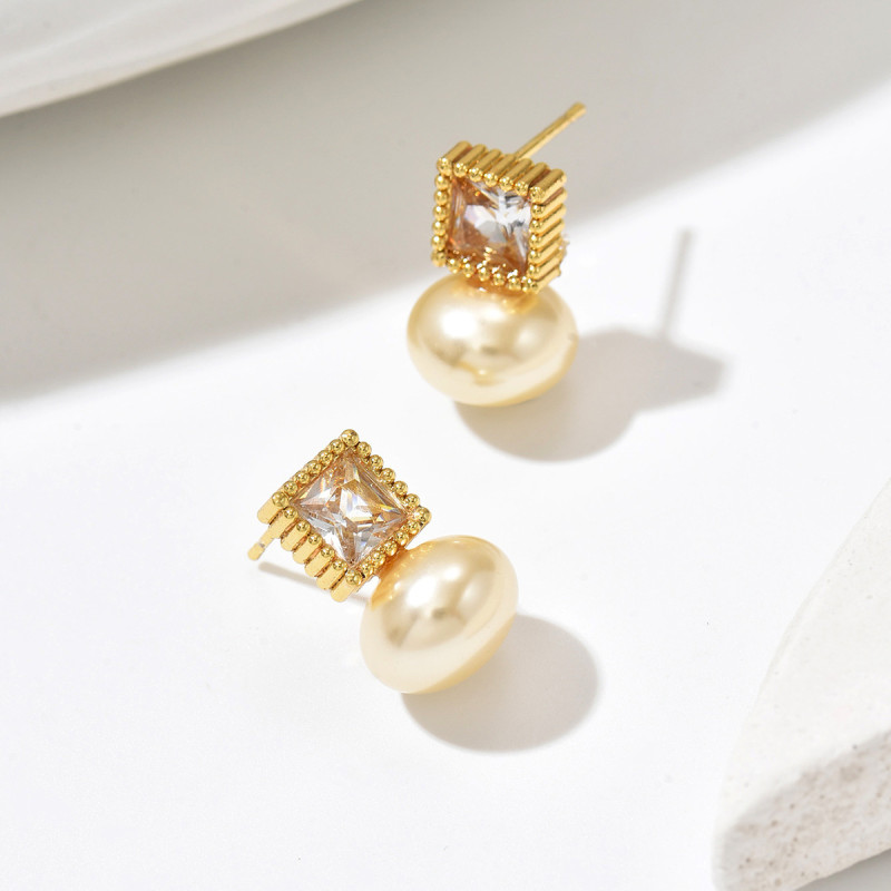 Wholesale Stainless Steel Square CZ Studs