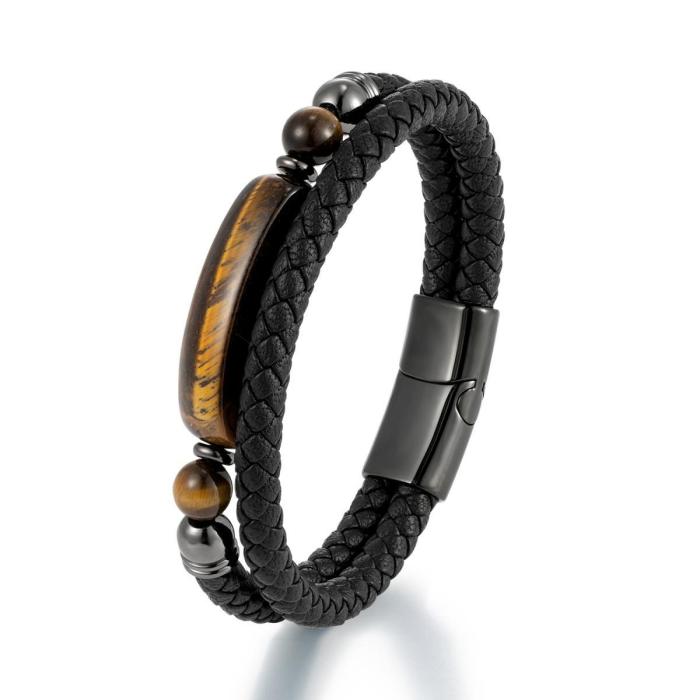 Wholesale Men's Double Layer Leather Bracelet