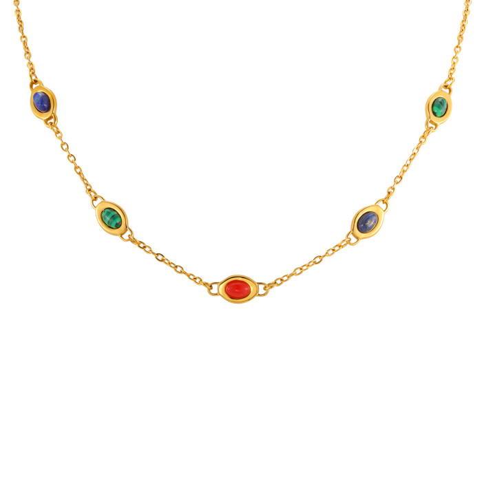 Wholesale Stainless Steel Multi-Gemstone Choker