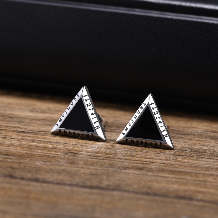 Wholesale Stainless Steel Triangle Viking Earrings