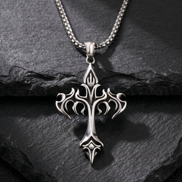 Wholesale Stainless Steel Fleur-de-Lis Cross Pendant