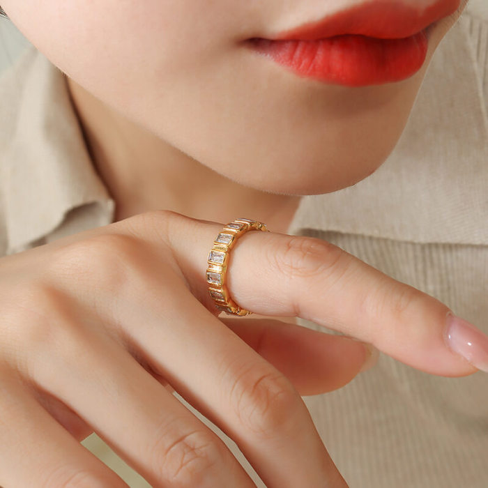 Wholesale Stainless Steel CZ Beaded Band Ring