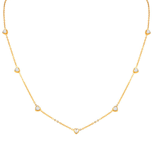 Wholesale Stainless Steel Heart CZ Necklace