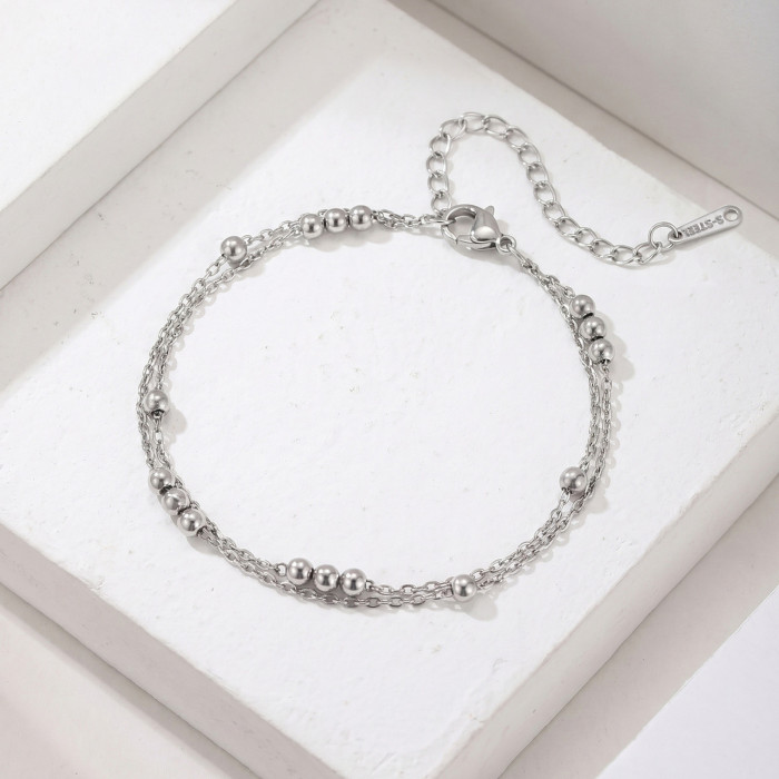 Wholesale Stainless Steel Minimalist Beaded Chain Bracelet