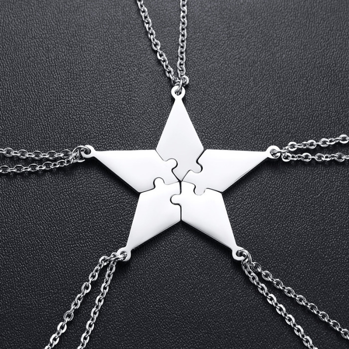 Wholesale Stainless Steel Matching Puzzle Piece Necklace Set